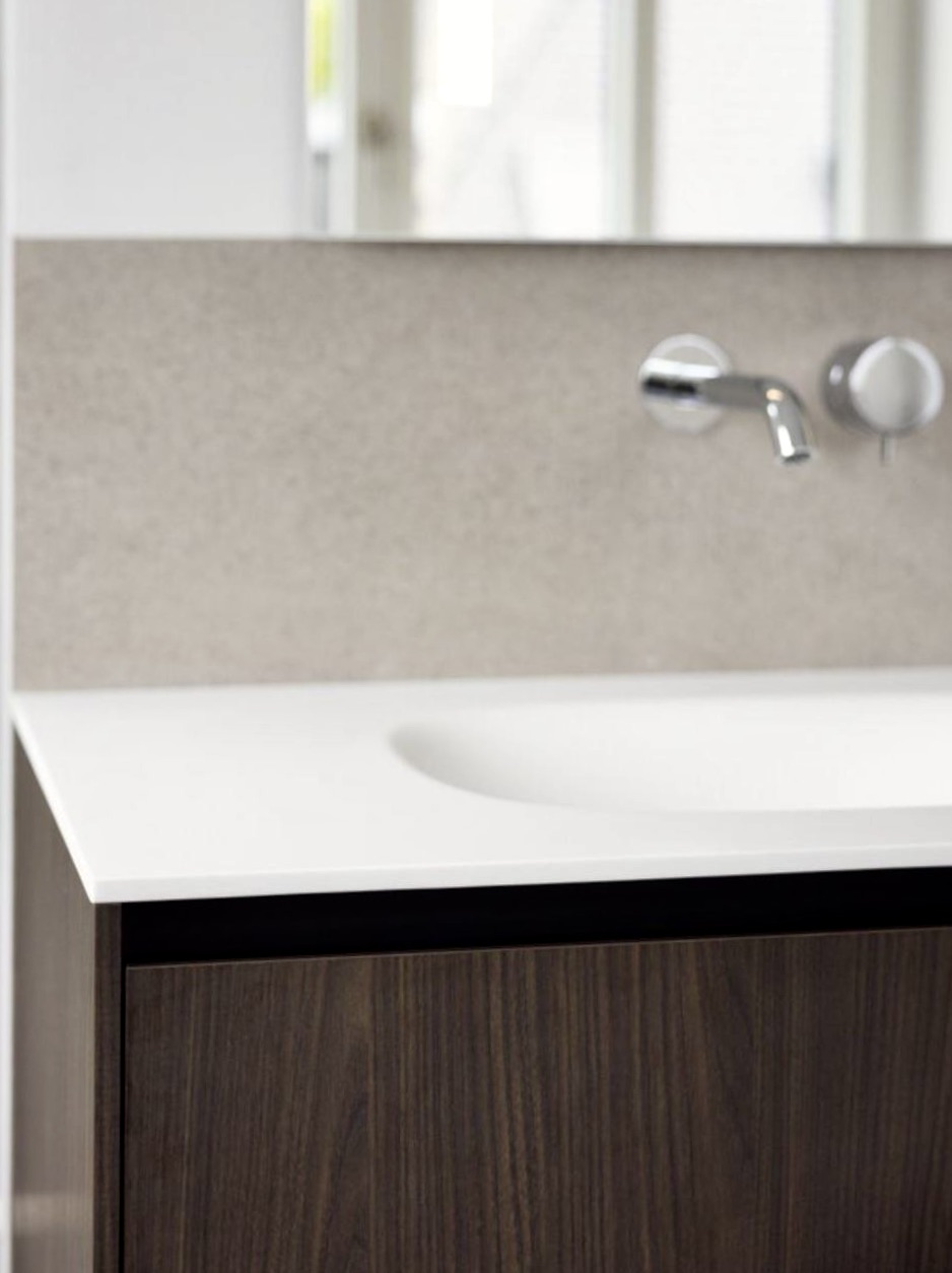 Custom-designed bathroom vanity made from high-end natural stone